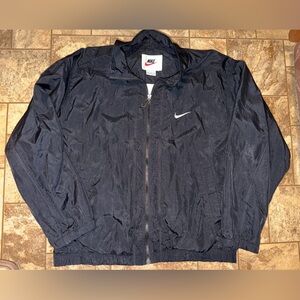 Vintage Nike Black Windbreaker Jacket with White Swoosh